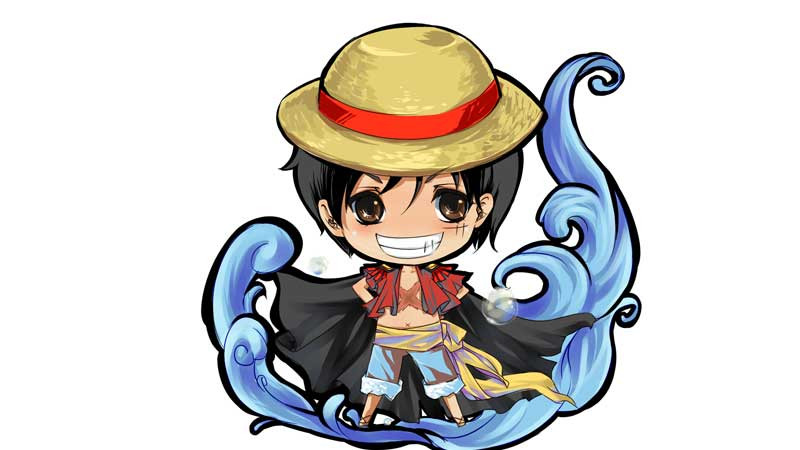 Hình ảnh Luffy Chibi với chiếc mũ rơm.