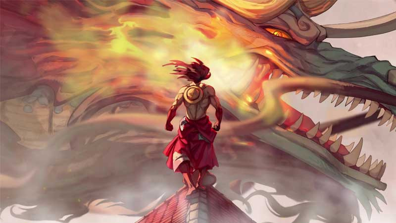 Hình ảnh Luffy tung đòn mạnh mẽ vào Kaido.