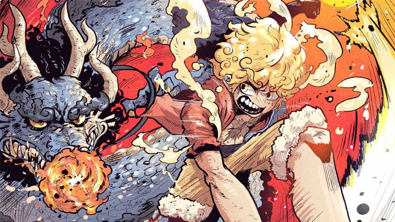 Hình ảnh Luffy với biểu cảm quyết liệt trong trận chiến.