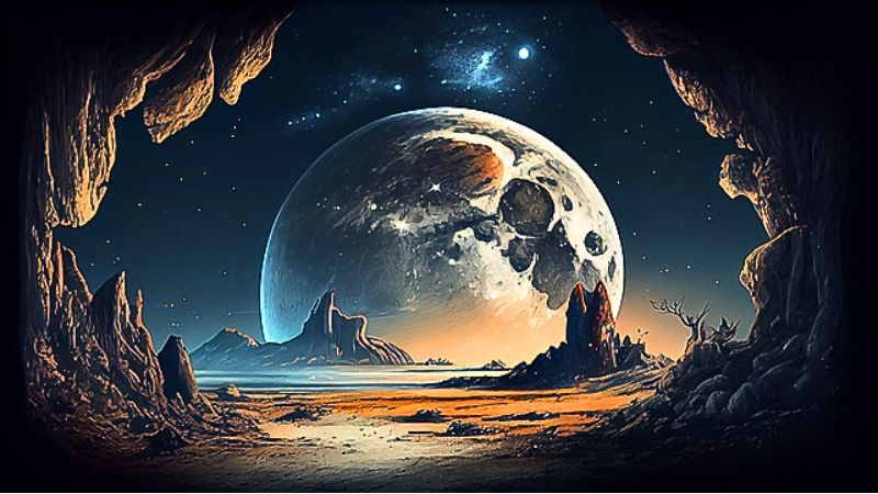 Hình ảnh mặt trăng ban đêm trên cảnh quan thiên nhiên