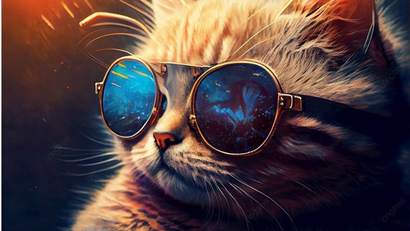 Hình ảnh mèo đeo kính với biểu cảm khó đỡ