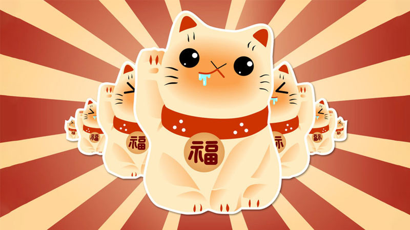 Hình ảnh mèo thần tài đội nón học giả, kết hợp may mắn và trí tuệ