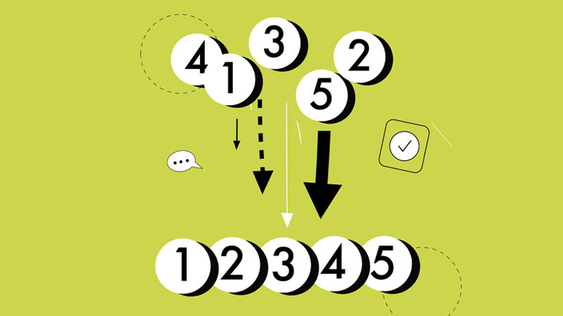 Hình ảnh minh họa quá trình sắp xếp các phần tử bằng thuật toán sắp xếp