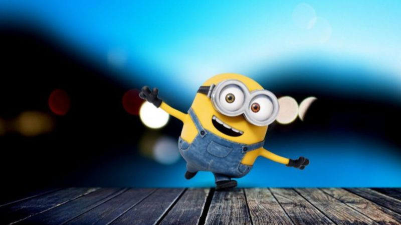 Hình ảnh Minion cầm bóng bay vui mừng