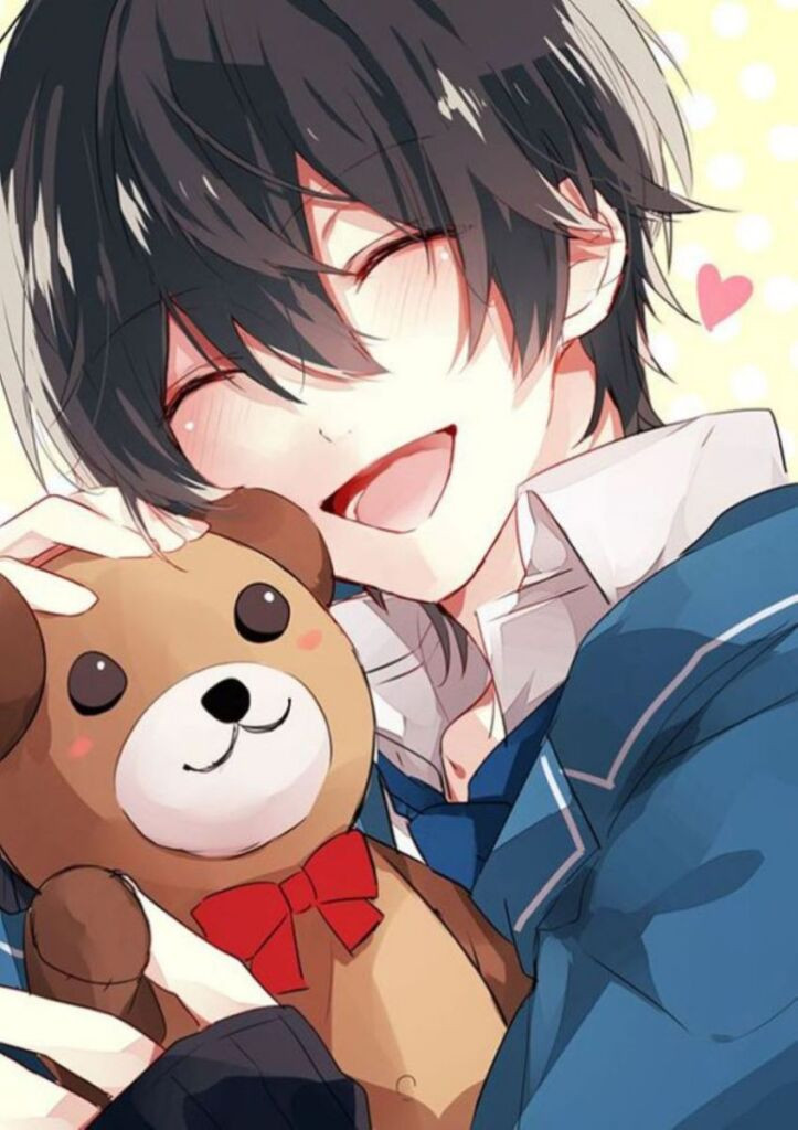 Hình ảnh một chàng trai hoạt hình với biểu cảm dễ thương, có thể là đỏ mặt hoặc nháy mắt