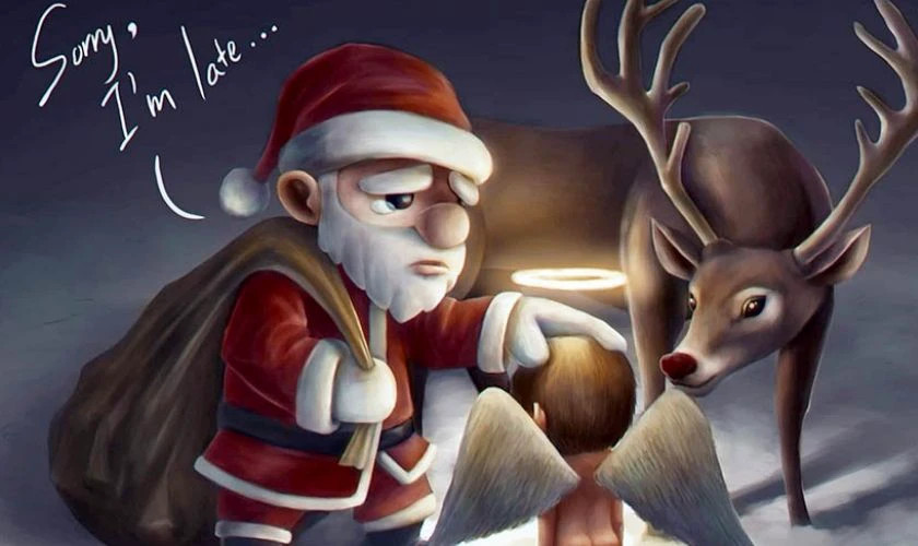 Hình ảnh một chiếc hộp quà bị bỏ quên trên nền tuyết