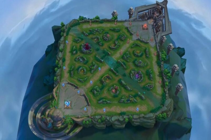 Hình ảnh một vị tướng Xạ Thủ AD giữ vị trí an toàn phía sau đồng đội trong giao tranh Liên Quân