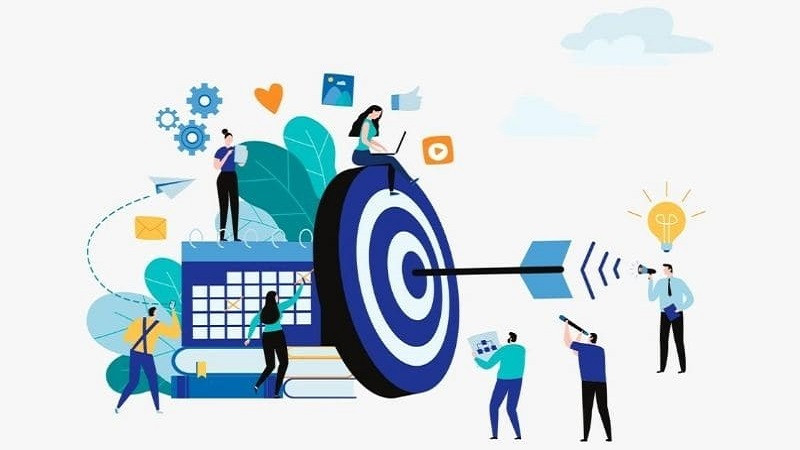 Hình ảnh mục tiêu (bia bắn) biểu trưng cho việc thiết lập mục tiêu rõ ràng khi kinh doanh online