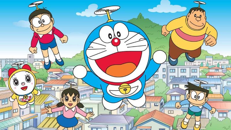 hình ảnh nobita cùng bạn bè đi chơi