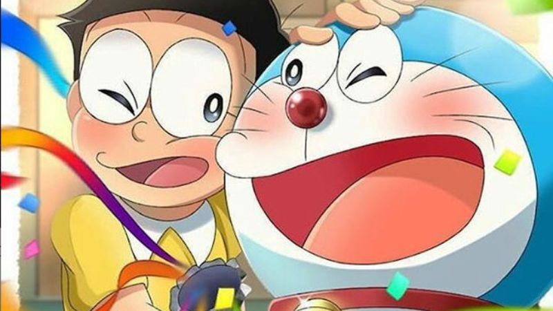 hình ảnh nobita và doraemon ôm nhau