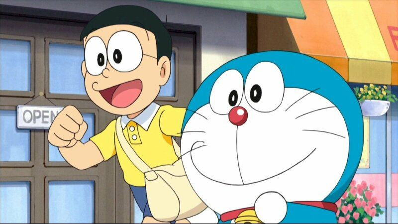 hình ảnh nobita và doraemon thân thiết