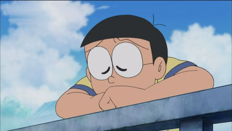 hình ảnh nobita với vẻ mặt buồn bã