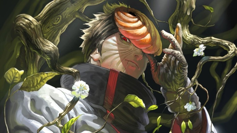 Hình ảnh Obito Uchiha đeo chiếc mặt nạ màu cam hình xoắn ốc