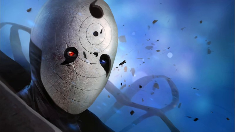 Hình ảnh Obito Uchiha với chiếc mặt nạ màu đen họa tiết ngọn lửa