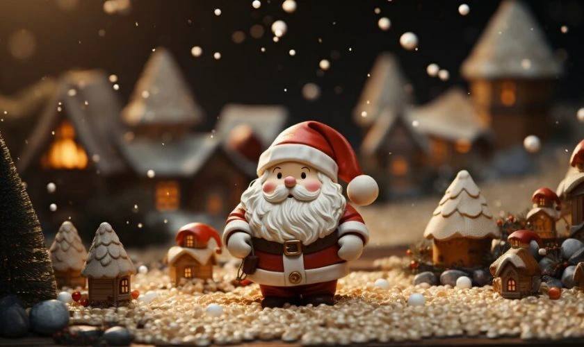 Hình ảnh ông già Noel phiên bản hoạt hình dễ thương đang vẫy tay