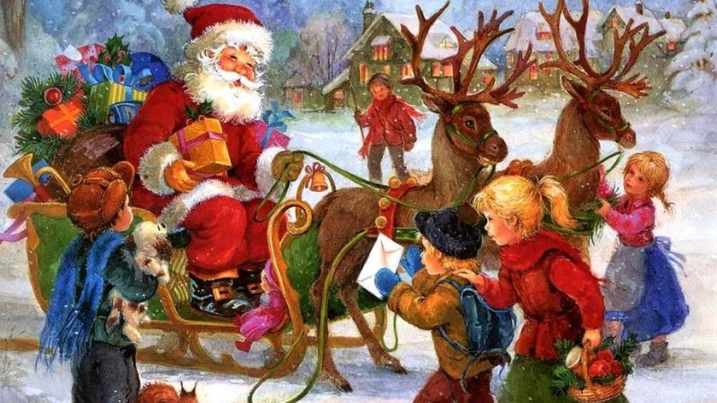 Hình ảnh ông già Noel và các món quà