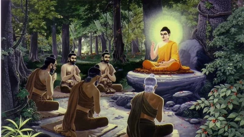 Hình ảnh Phật A Di Đà ngồi thiền với ấn tam muội, trên đài sen lớn