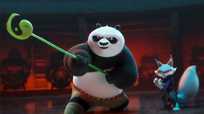 Hình ảnh Po Kung Fu Panda đang nhảy lên thực hiện động tác võ