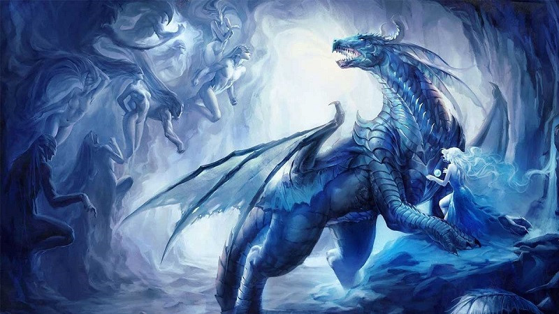 Hình ảnh rồng xanh dương trên bầu trời