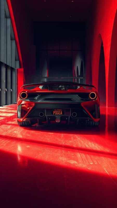 Hình ảnh siêu xe Lamborghini vàng trên đường cao tốc