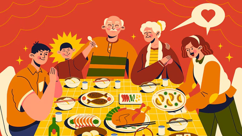 Hình ảnh Tết vẽ cảnh nhà ngày Xuân