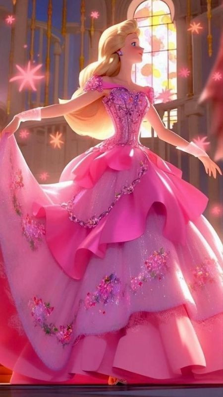 Hình ảnh tiểu thư xinh đẹp trong chiếc váy hồng lộng lẫy