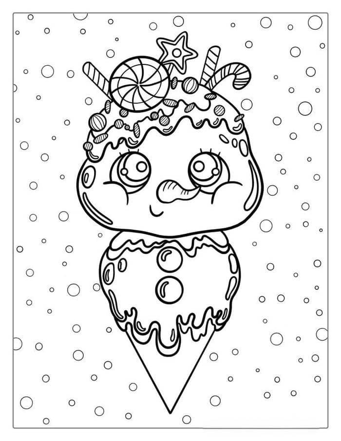 Hình ảnh tô màu cây kem hình người tuyết dễ thương