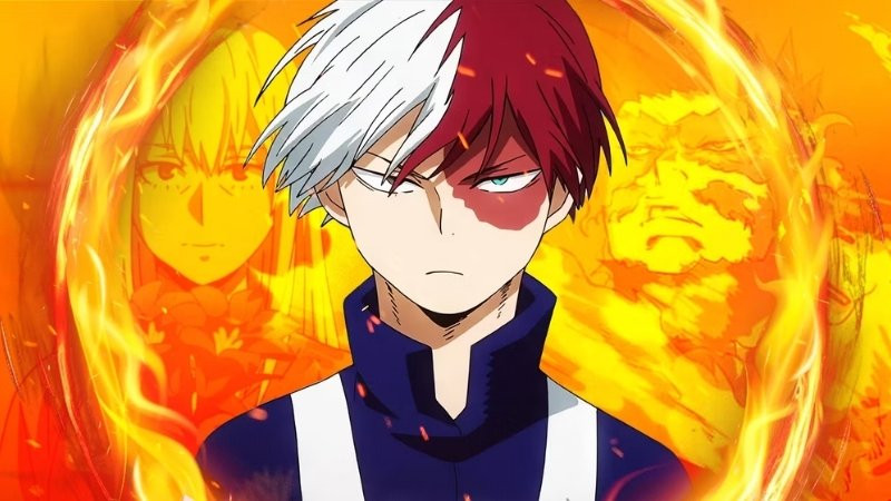 Hình ảnh Todoroki sử dụng sức mạnh lửa và băng