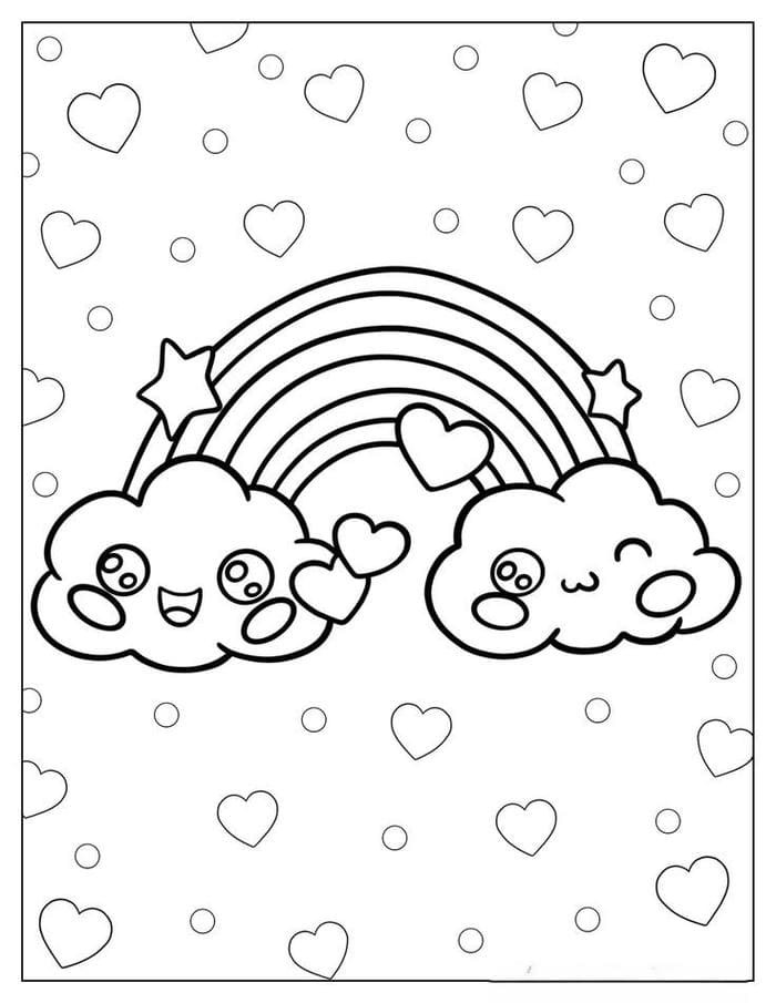 Hình ảnh tranh tô màu cầu vồng đáng yêu