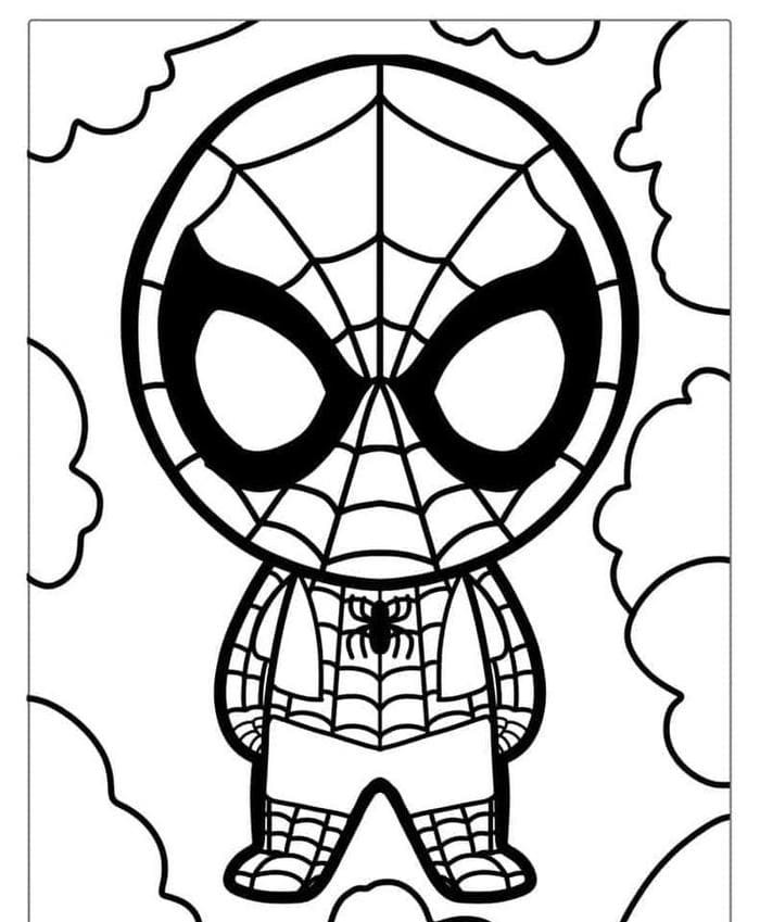 Hình ảnh tranh tô màu người nhện đơn giản với đường nét rõ ràng