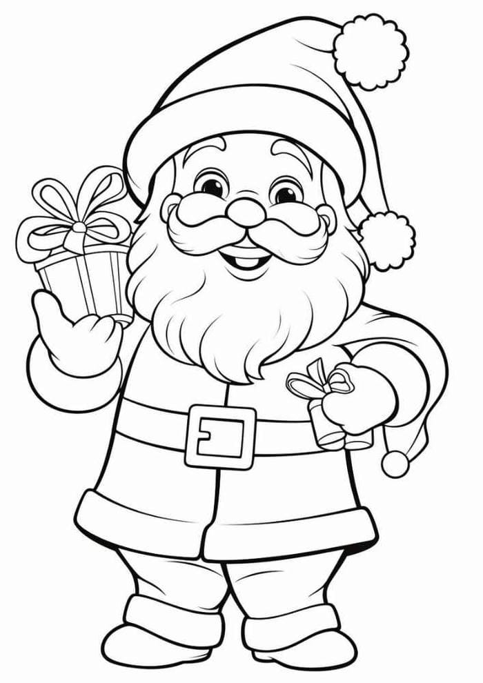 Tranh Tô Màu Ông Già Noel Đáng Yêu Cho Bé Hình ảnh tranh tô màu ông già Noel đơn giản đang vẫy tay