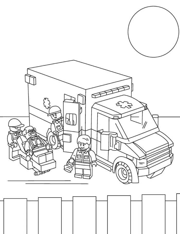 Hình ảnh tranh tô màu xe cứu thương dành cho bé