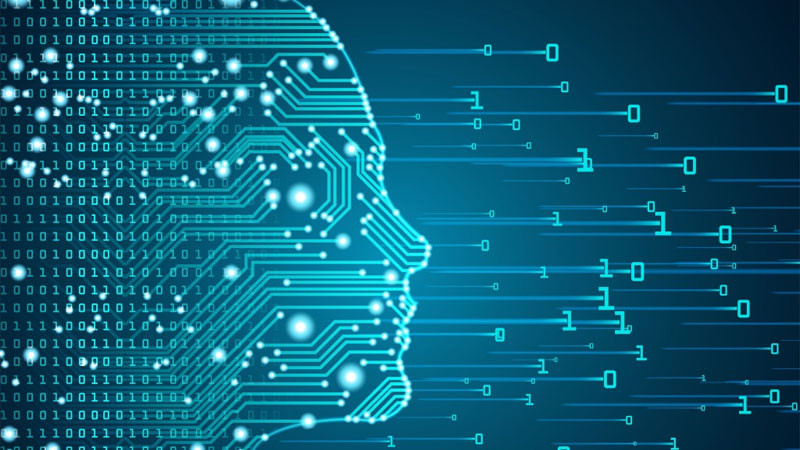 Hình ảnh trừu tượng biểu thị sự kết nối giữa thuật toán, dữ liệu và trí tuệ nhân tạo