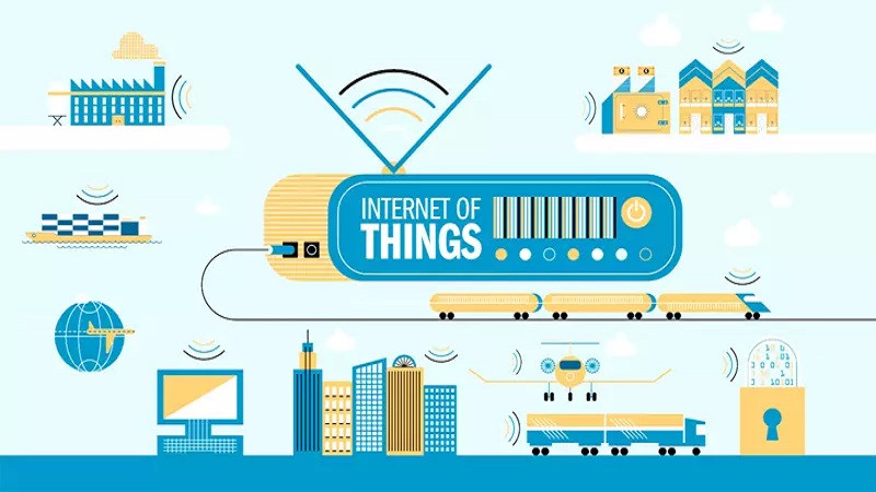 Hình ảnh trừu tượng thể hiện sự kết hợp giữa IoT, AI, 5G và Edge Computing - định hình tương lai của Internet Vạn Vật