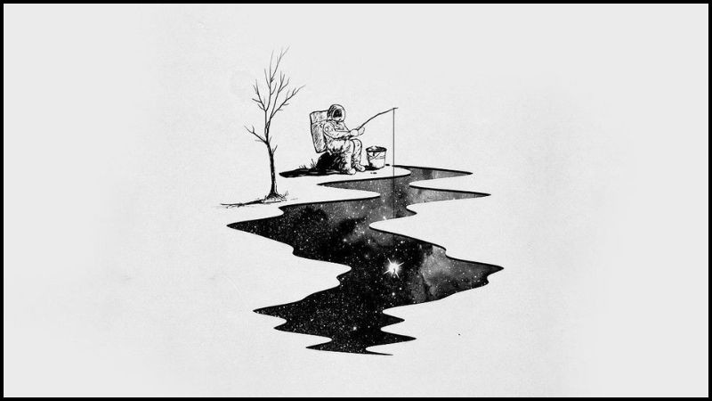 Hình ảnh trừu tượng với các đường nét sắc sảo, tông đen trắng, ảnh màu trắng đen độc lạ