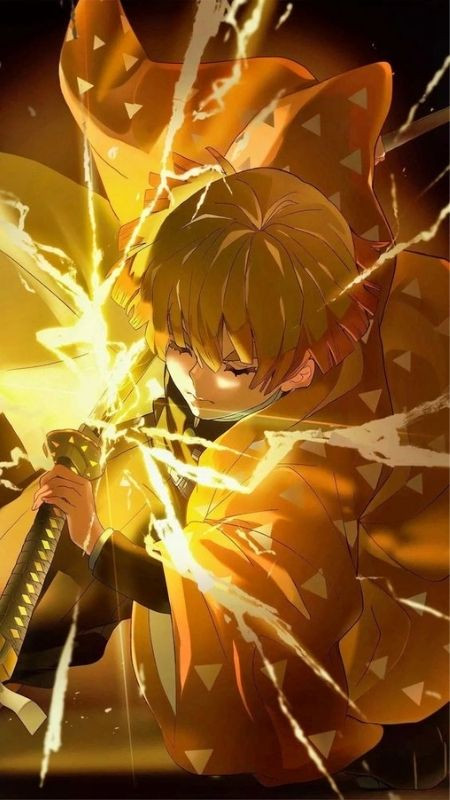 Hình ảnh Zenitsu với hiệu ứng kỹ năng sáng rực