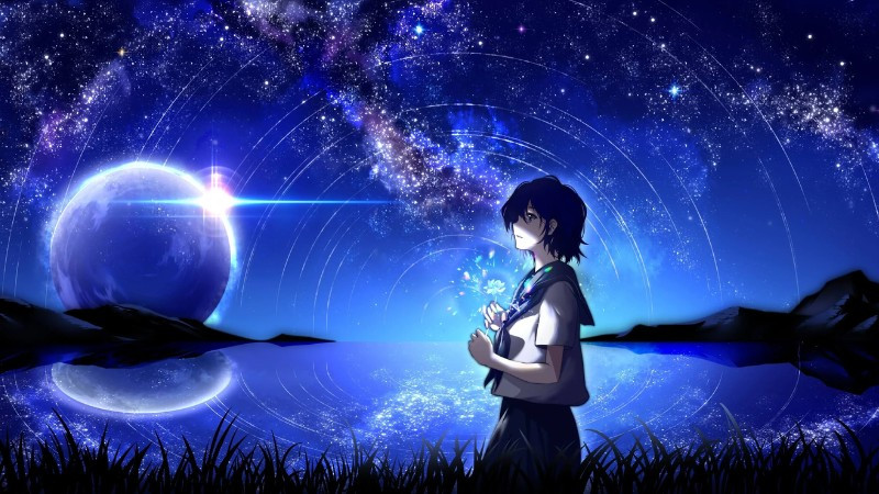 Hình anime bay lượn giữa trời đêm