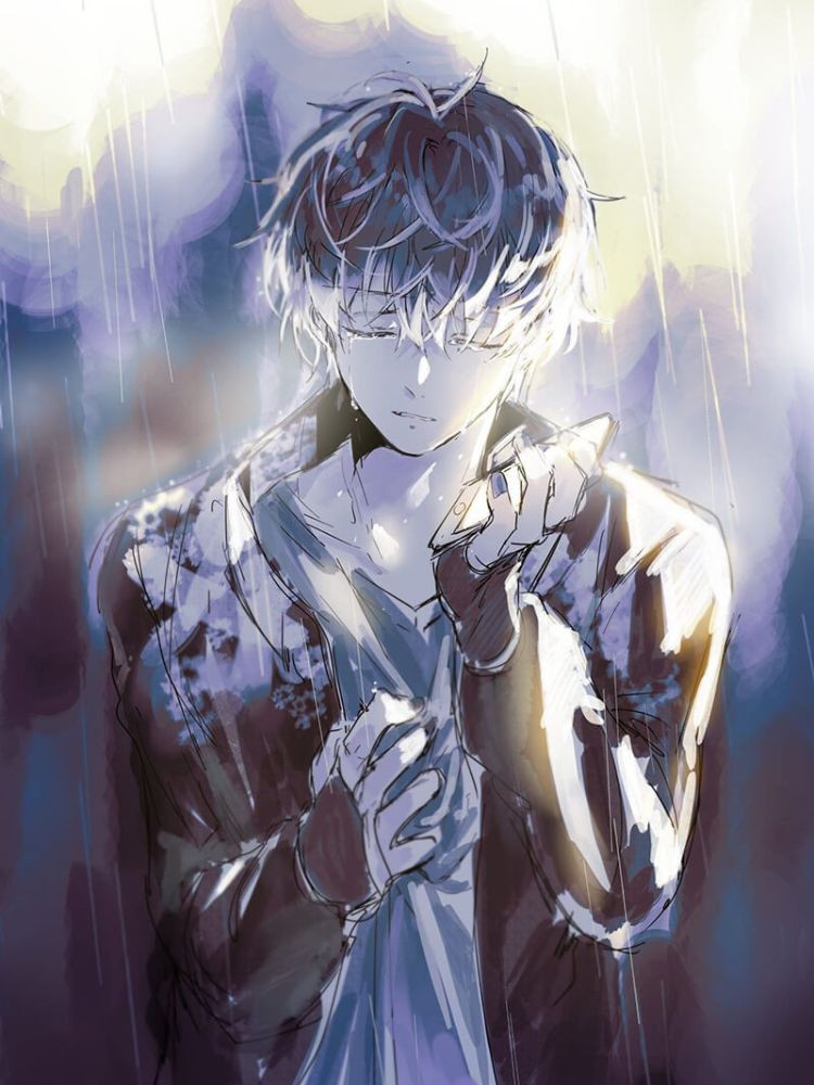 Hình anime buồn của một chàng trai