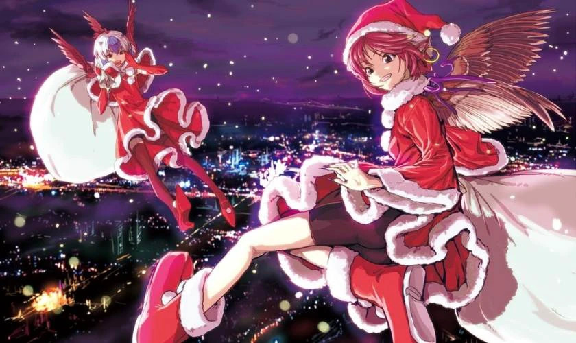 Hình anime chibi nhân vật Sakura trong trang phục Giáng sinh