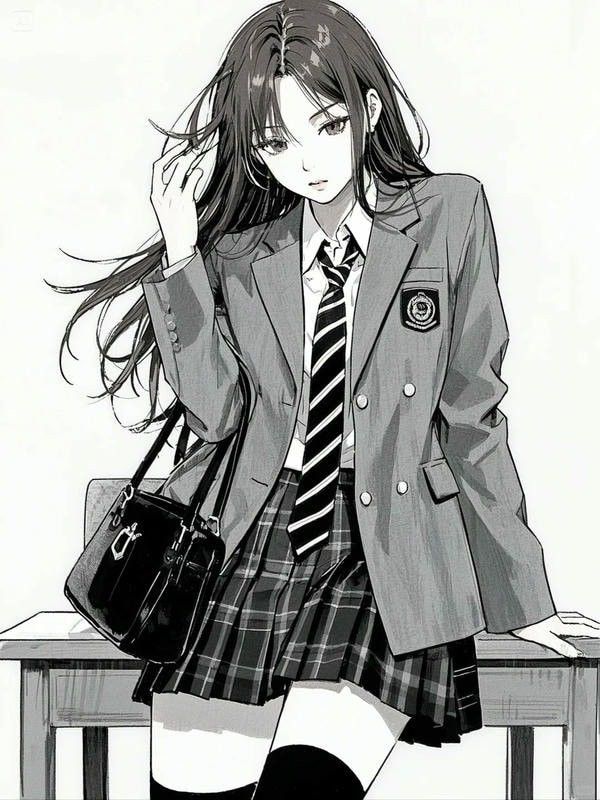 Hình anime girl chiến binh, biểu cảm tập trung