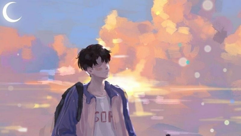 Hình anime nam chill nghe nhạc