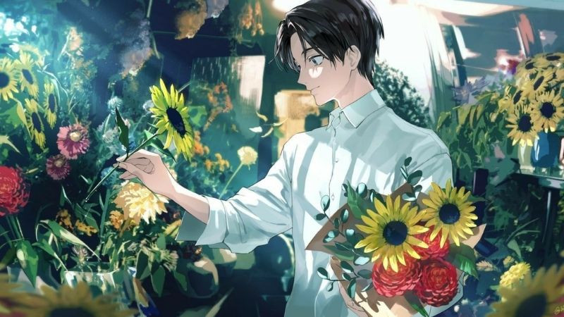 Hình anime nam đáng yêu với cử chỉ thân thiện