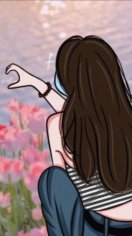 Hình đại diện cặp đôi nữ với hoa Tulip tông hồng dịu dàng