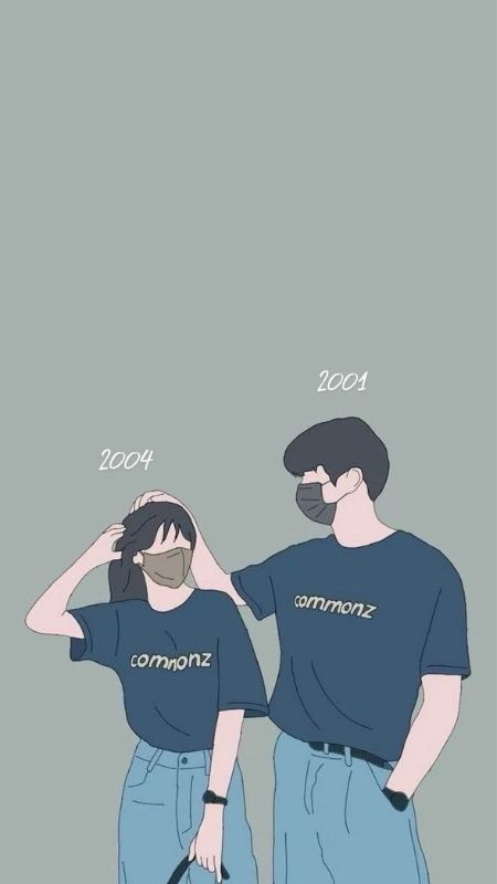 Hình đôi hoạt hình kèm năm sau dễ thương và độc đáo