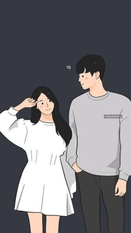 Hình đơn giản cho tình yêu couple qua nét vẽ hoạt hình