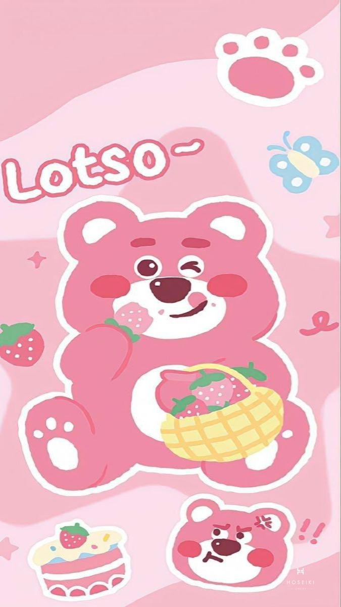 Hình gấu dâu trên nền màu vàng ấm áp