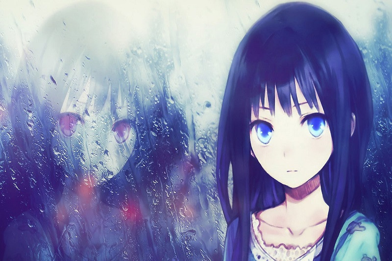 Hình hoạt hình buồn phong cách ngầu cảnh nhân vật đứng quay lưng lại