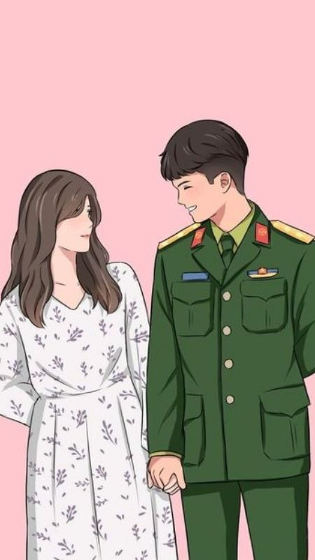 Hình hoạt hình chàng là bộ đội, tình yêu người lính ngọt ngào và ý nghĩa
