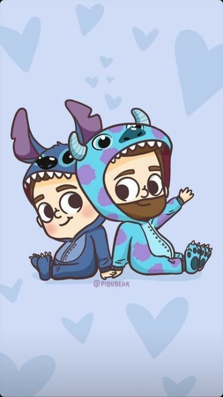 Hình hoạt hình cười đau bụng với sự nghịch ngợm và pha trò của hai người yêu nhau