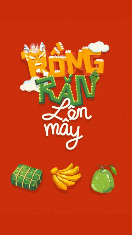 Hình minh họa Tết dễ thương với trẻ em chơi đùa